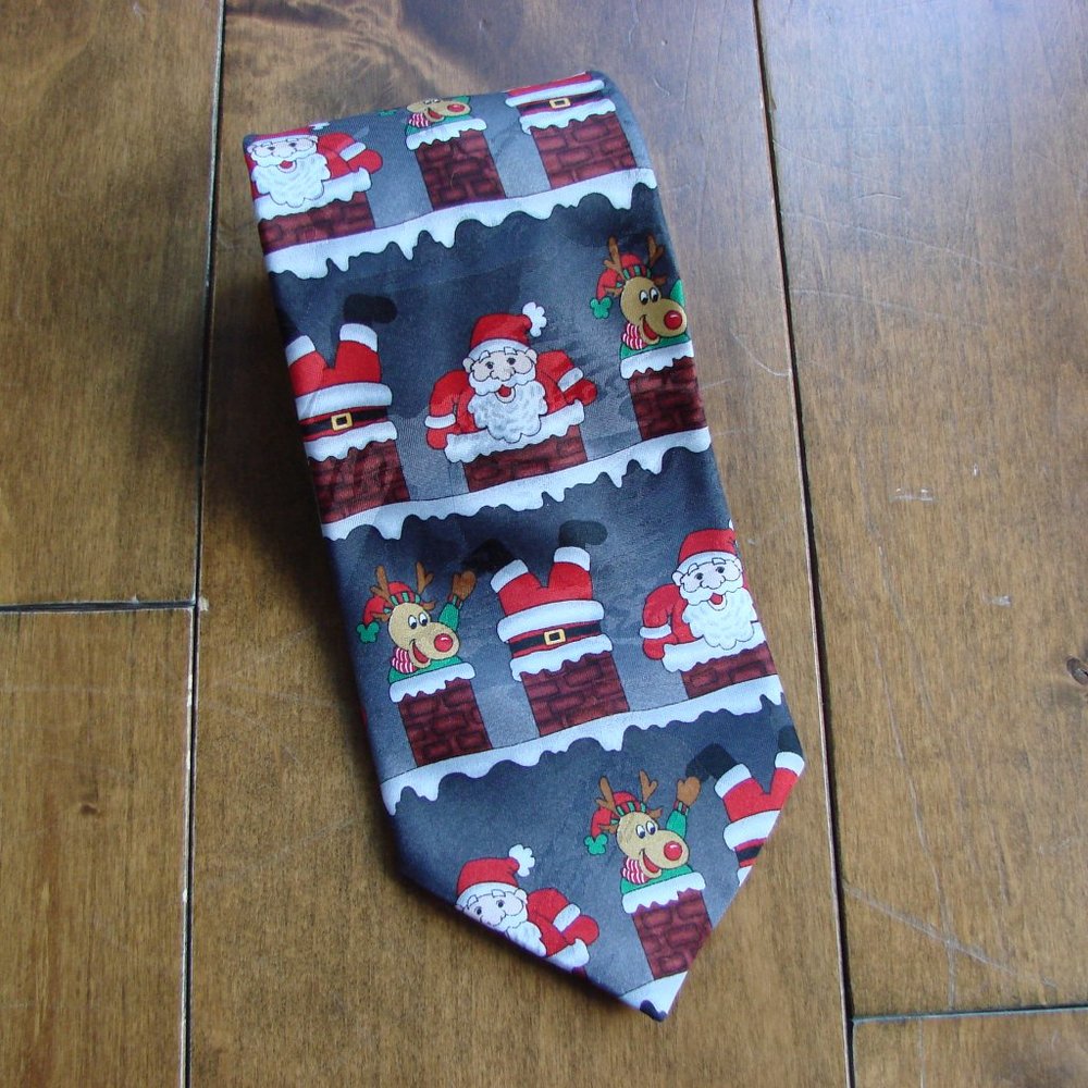 Mens Tie Christmas HOHOHO Santa Rudolph Reindeer Teachers Holiday